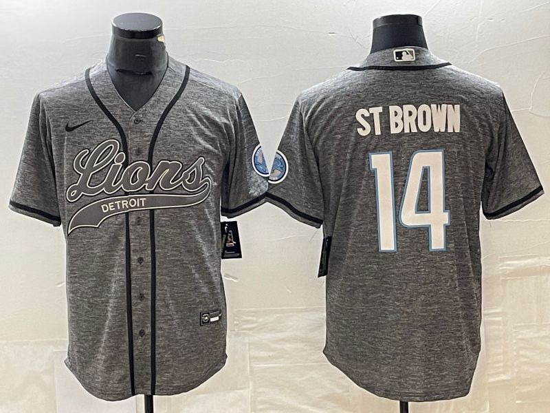 Men Detroit Lions #14 St Brown Grey Nike 2023 Co Branding Game NFL Jersey style 1->detroit lions->NFL Jersey